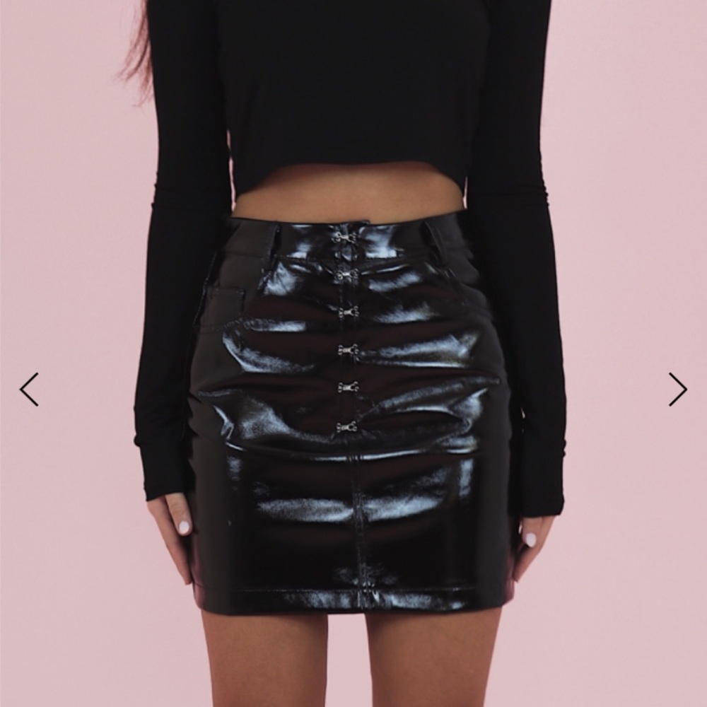 Black faux leather skirt